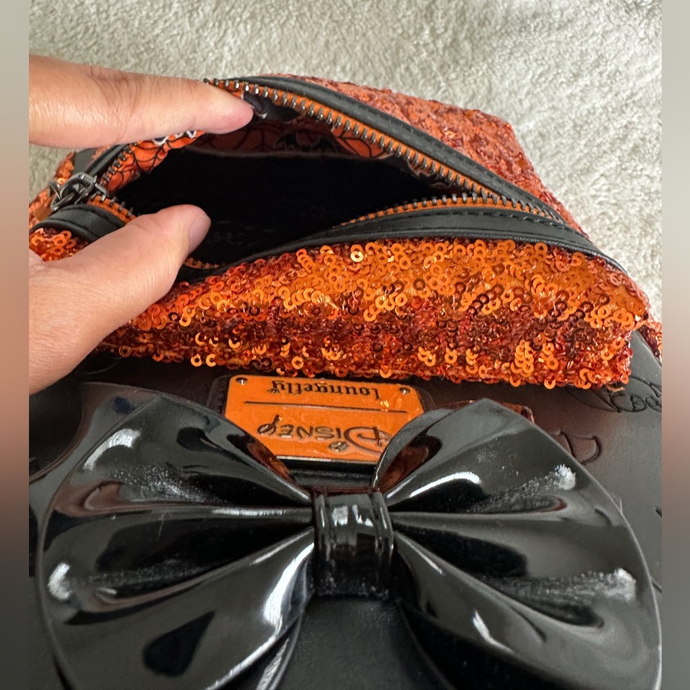 Loungefly Orange and Black Sequin Mini Backpack - Picture 3 of 11